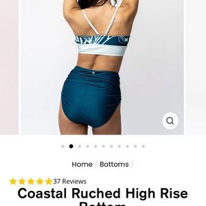 Nani swim bottoms, coastal ruched high waisted in color coastal. Size L